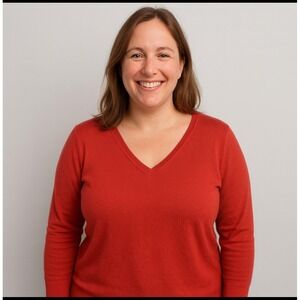 WoolOvers Sweater‎ Orange V Neck Long Sleeve Classic Soft Cozy Womens Size M